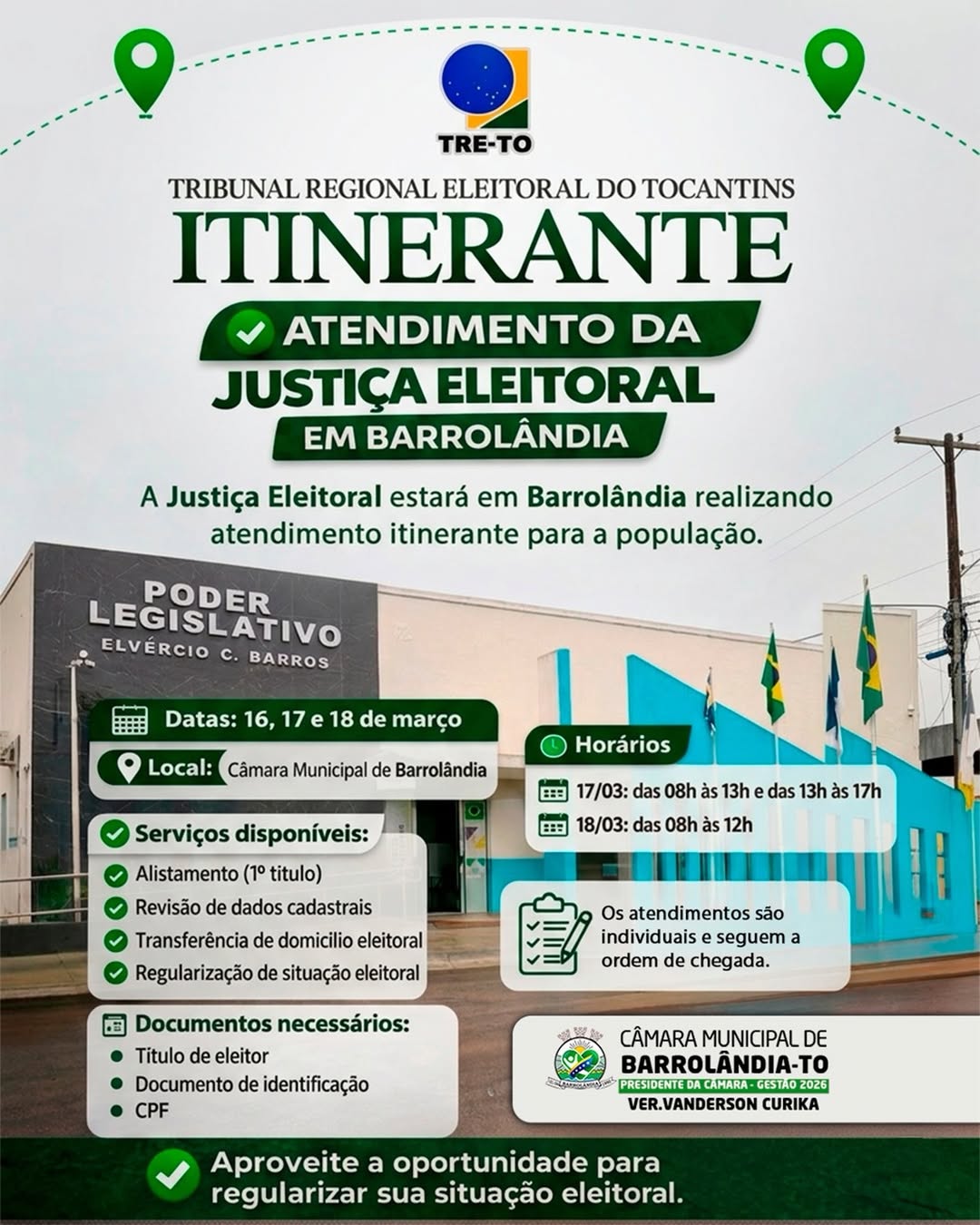 Justiça Eleitoral e Câmara de Barrolândia Promovem Mutirão de Atendimento Itinerante